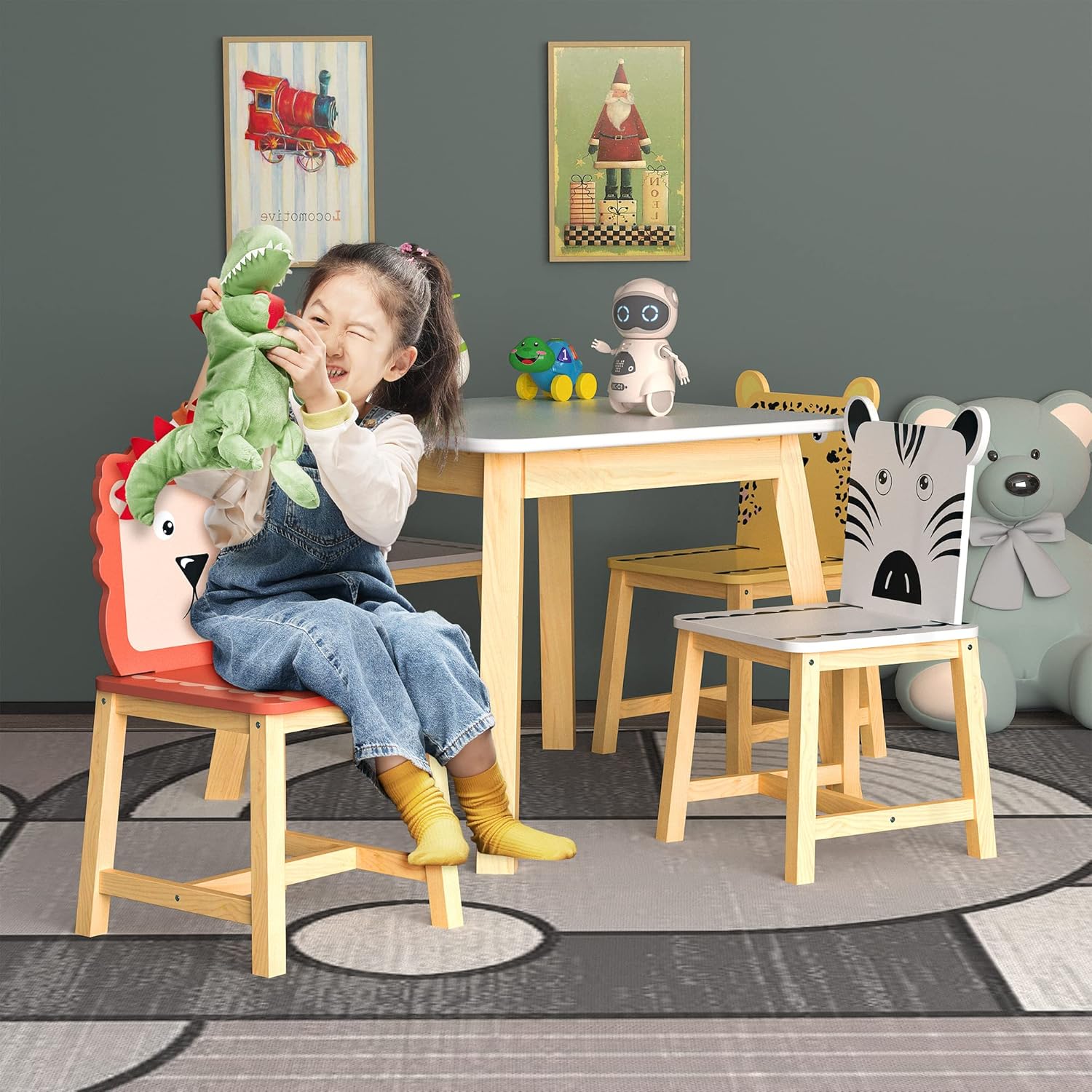 Children's Wooden Table and 4 Chairs Set a7