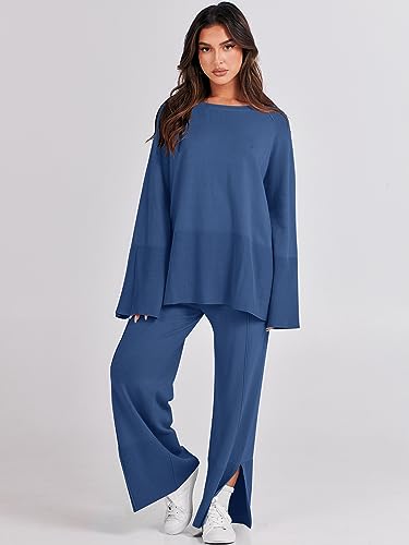 Cozy Knit Sweater and Wide Leg Pant Lounge Set 2 Piece Outfit k7