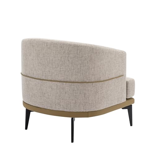 Accent Barrel Chair with Linen Cushion and Metal Legs m7k