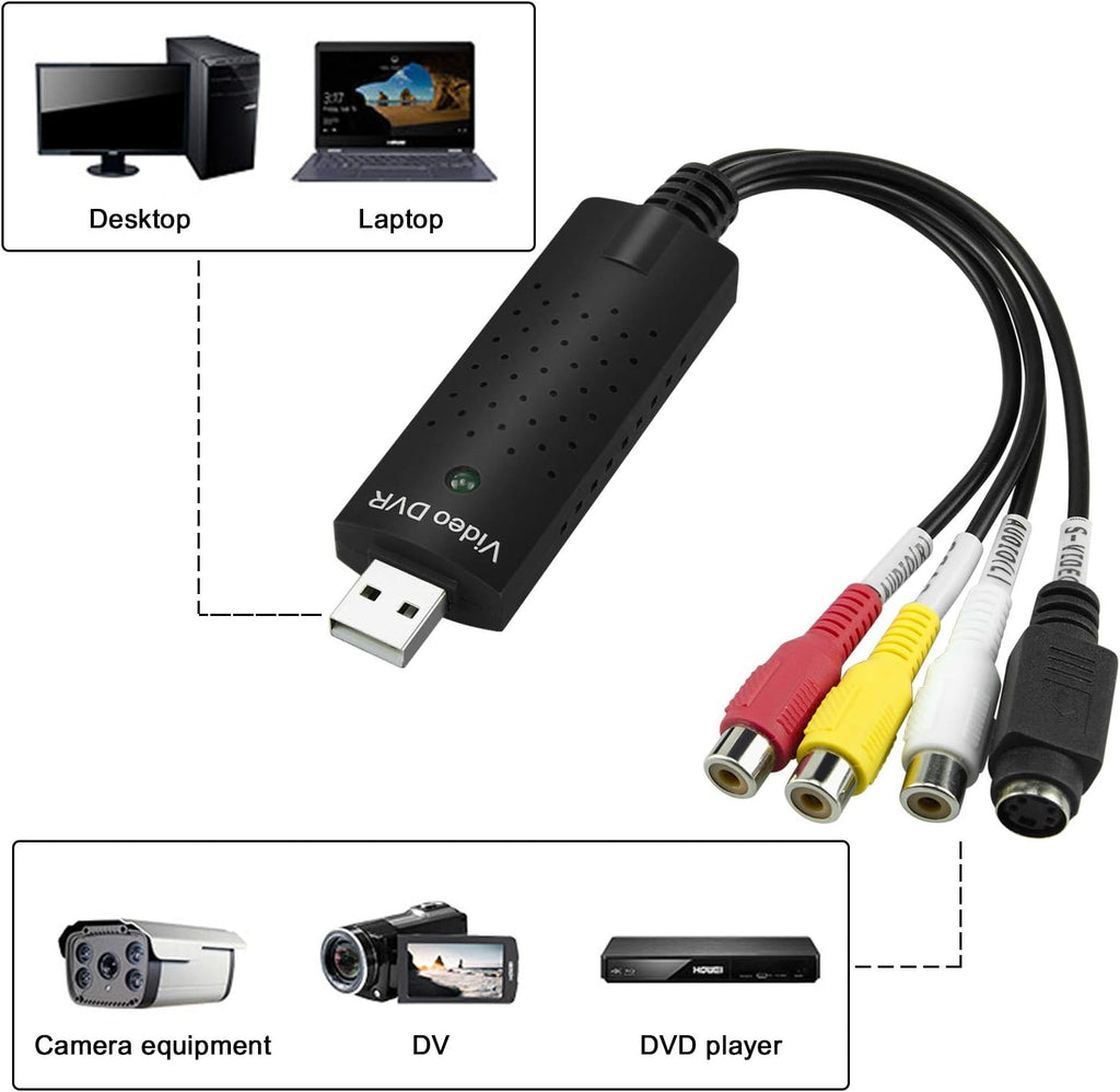 USB Video Capture Card Converter for VHS to Digital k7