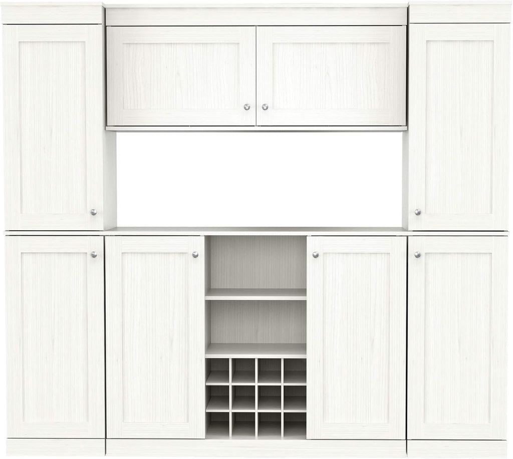 Shaker Style 4-Piece Buffet Storage System with 2 Tall Slim Cabinets, Washed Oak k7