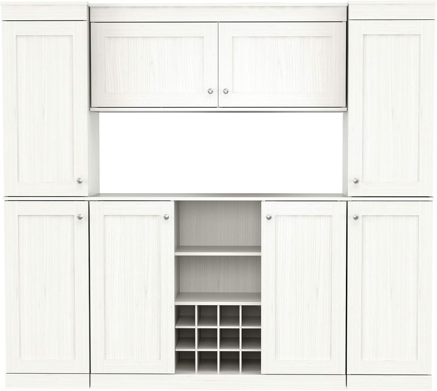 Shaker Style 4-Piece Buffet Storage System with 2 Tall Slim Cabinets, Washed Oak k7