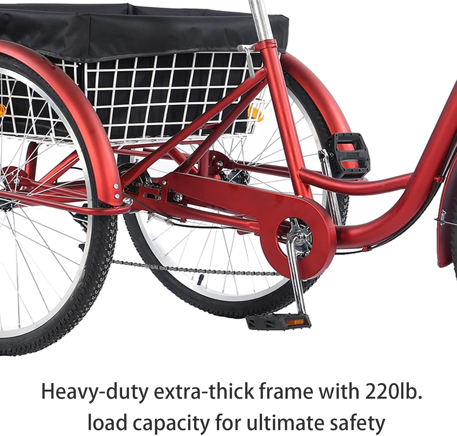 Adult 7-Speed Tricycle 26 Inch Three-Wheel Bike with Basket a7