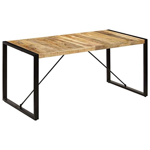 Dining Table 63" Solid Mango Wood Steel Legs a7