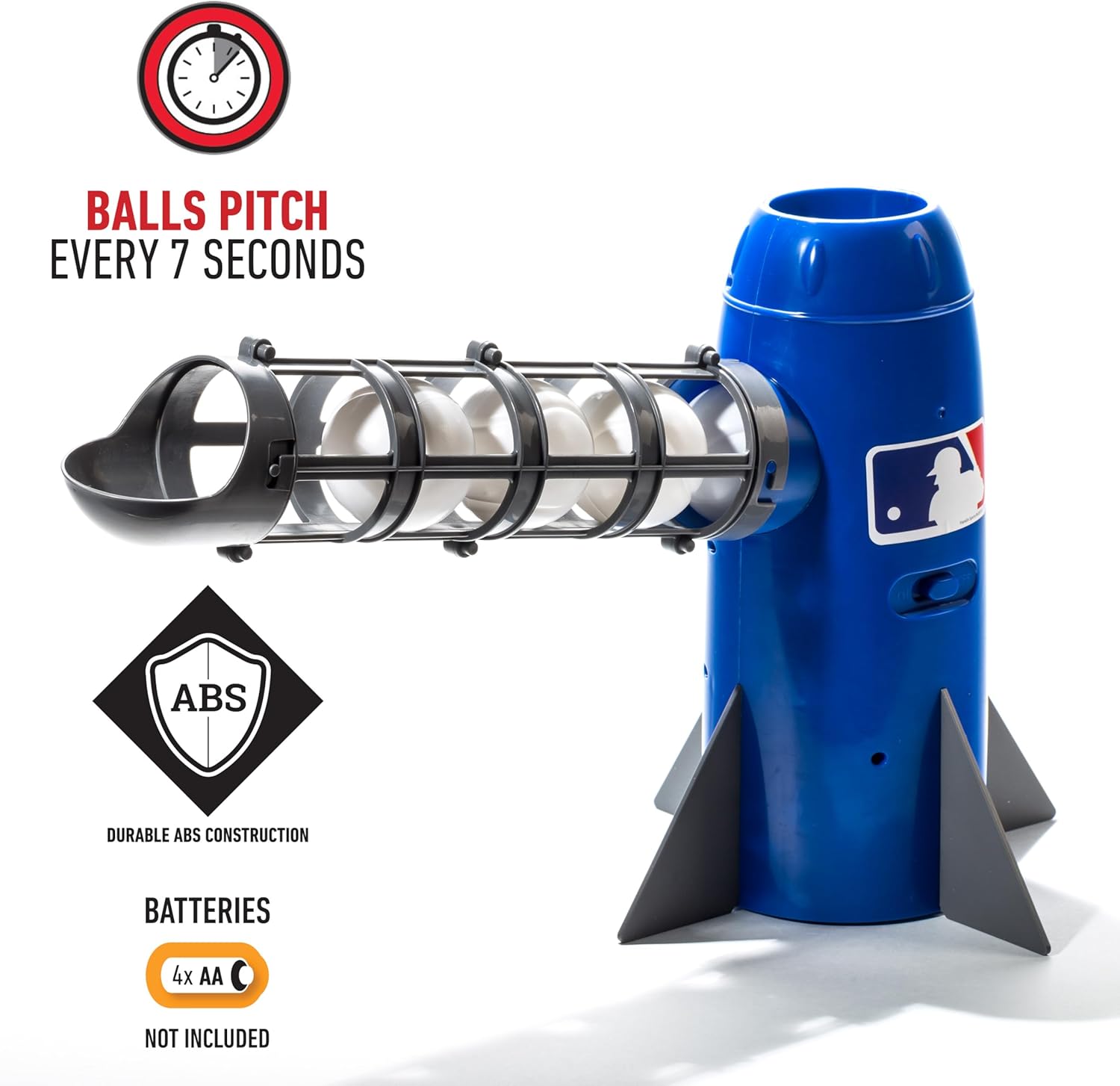 MLB Kids Pitching Machine Baseball Trainer with 5 Balls and Bat m7k
