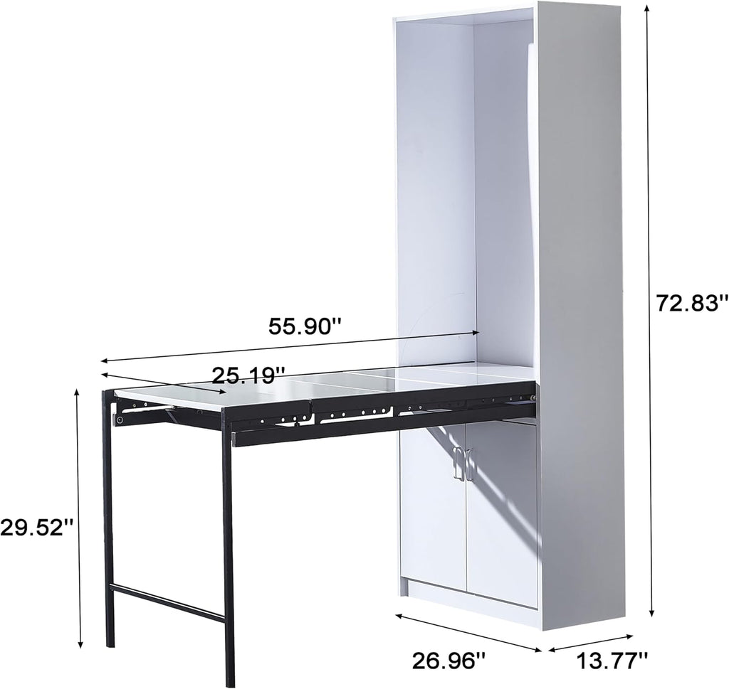 Wall Mounted Fold Out Desk with Storage White k7