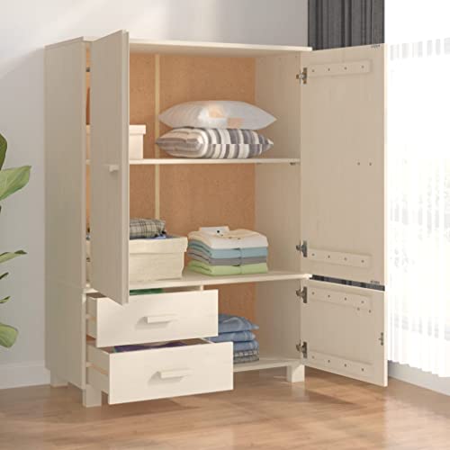 Solid Wood Pine Wardrobe with Storage for Coats and Shoes k7m