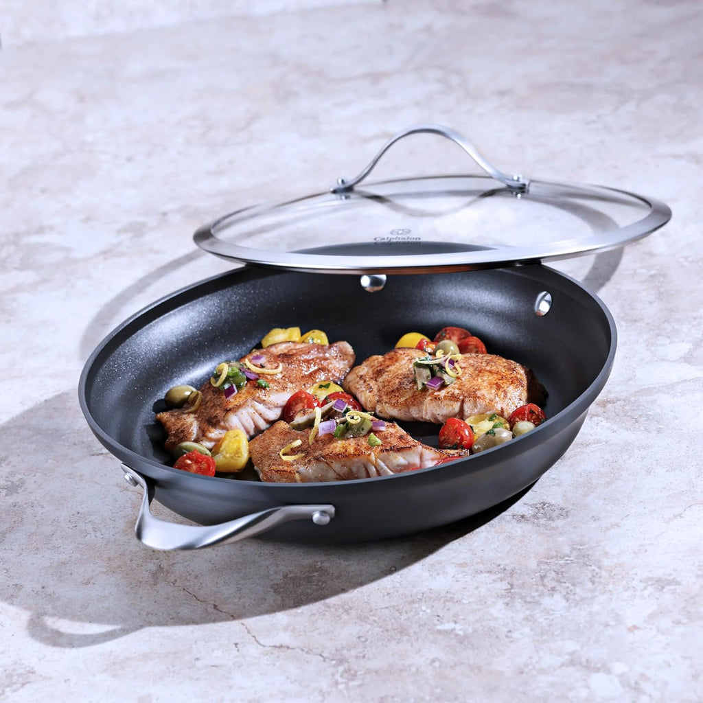 Hard Anodized Nonstick Pan with Lid 12 Inch a7