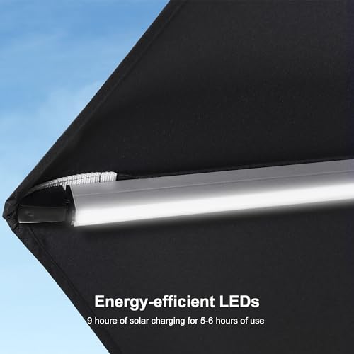 Navy Blue Solar LED Cantilever Patio Umbrella With Base a7