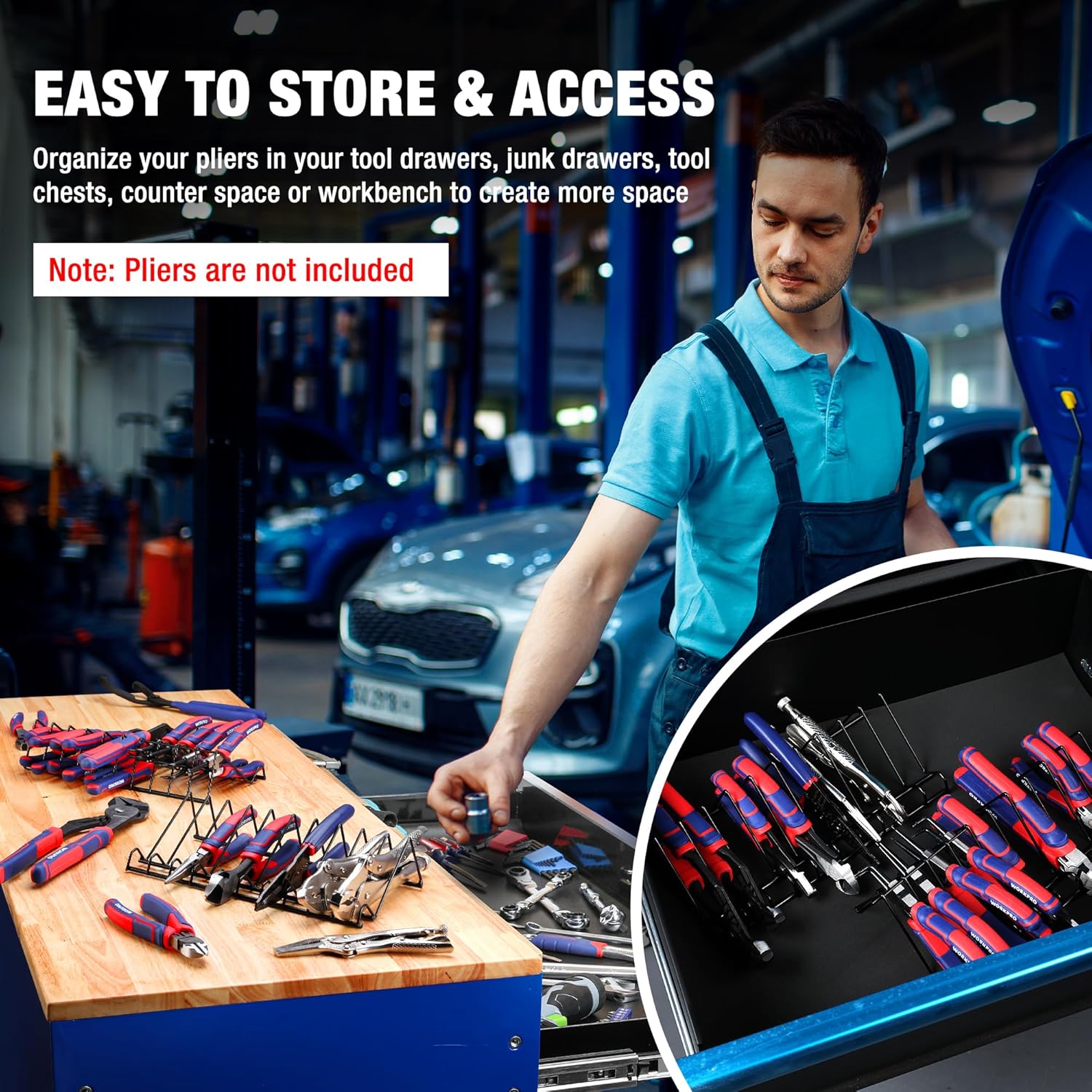 Plier Organizer Rack 2-Pack, Tool Box Storage Holder for Drawer k7m