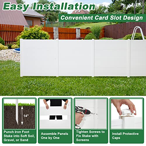 Outdoor Privacy Screen 2 Panels 48x49 Inch Freestanding Fence White k7