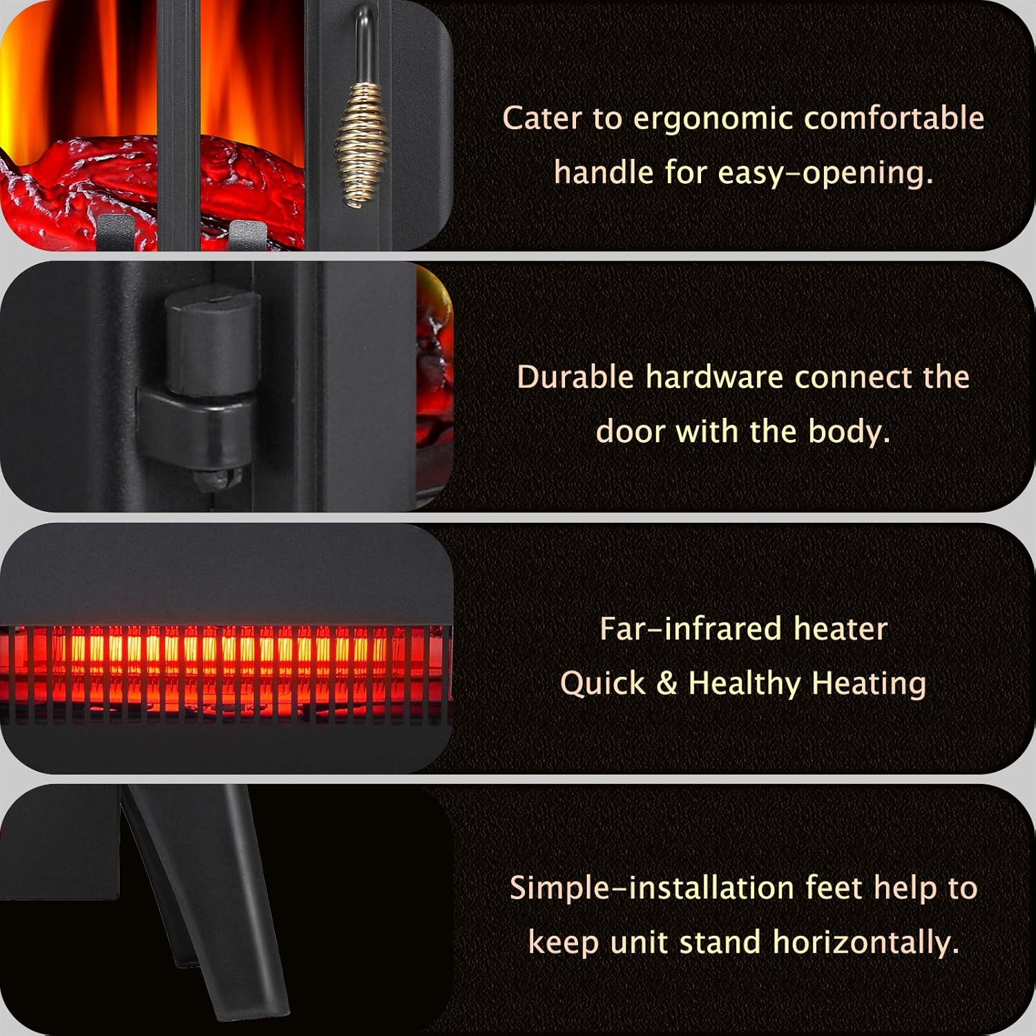 3D Infrared Electric Fireplace Heater Portable Thermostat q7k