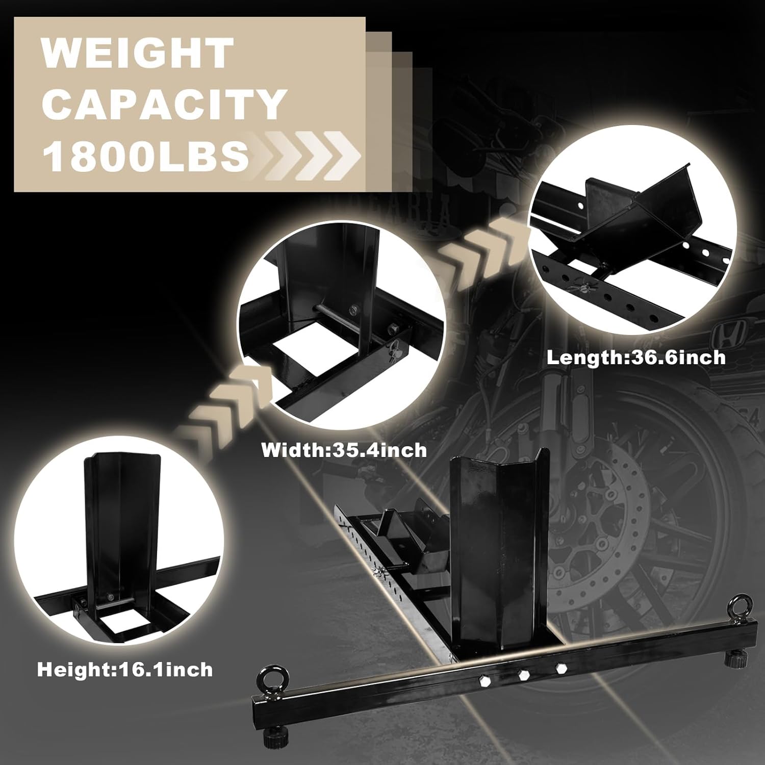 Motorcycle Trailer Wheel Chock Adjustable Heavy-Duty Steel 16-25 inch a7