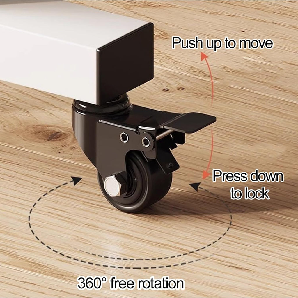 Folding Dining Table with Wheels and Storage Racks a7