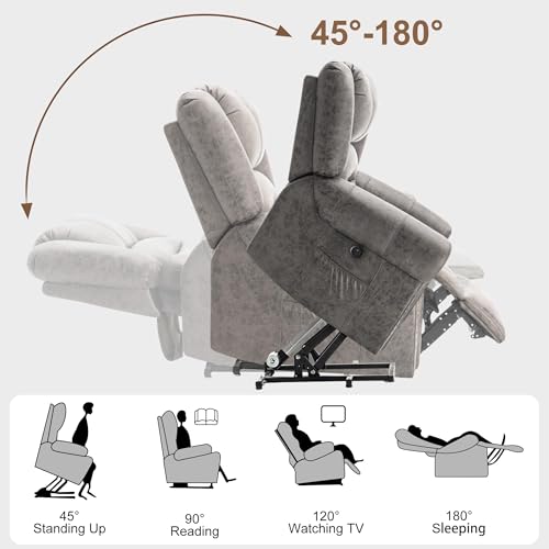 Large Dual Motor Power Lift Recliner Chair with Massage and Heat for Elderly, Adjustable Headrest, USB Ports k7