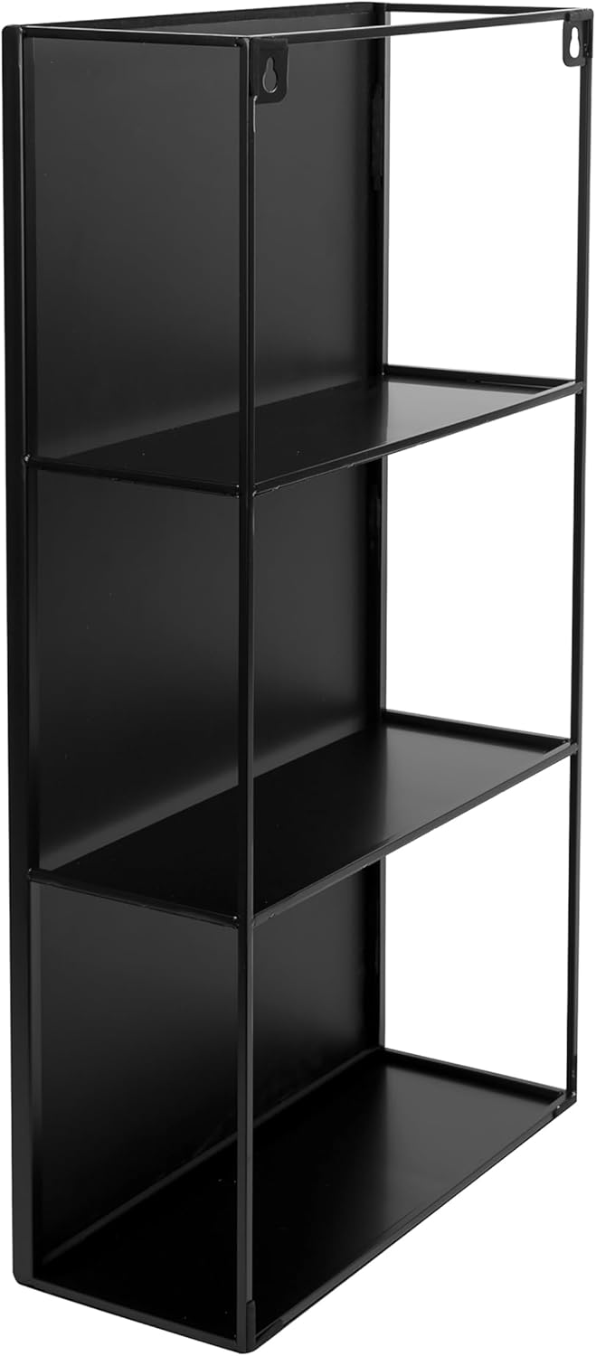 Black Metal Bathroom Mirror Cabinet 3 Shelves k7