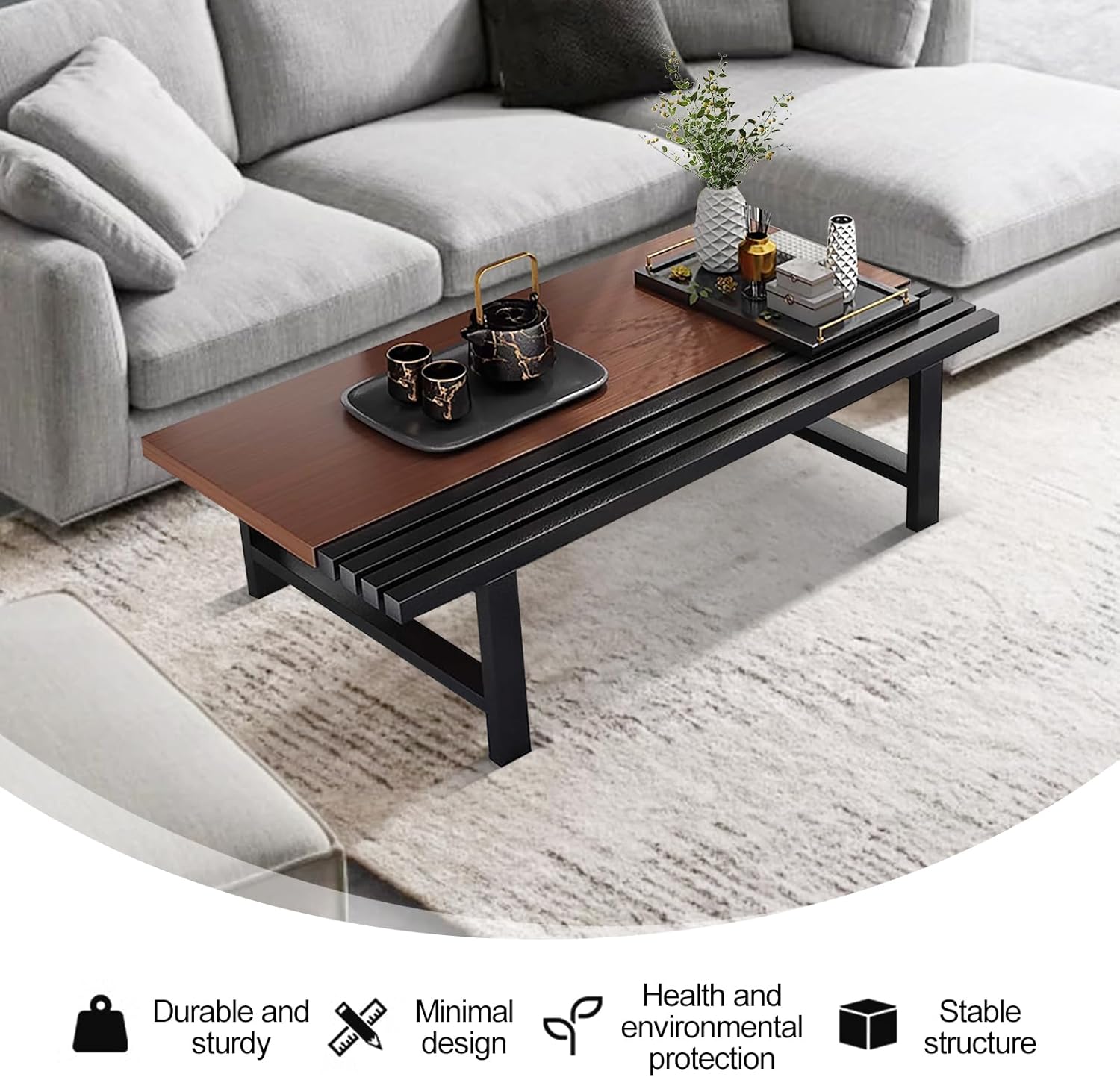 Japanese Floor Table 39.4in Rectangular Coffee Table for Living Room Tatami Dining a7