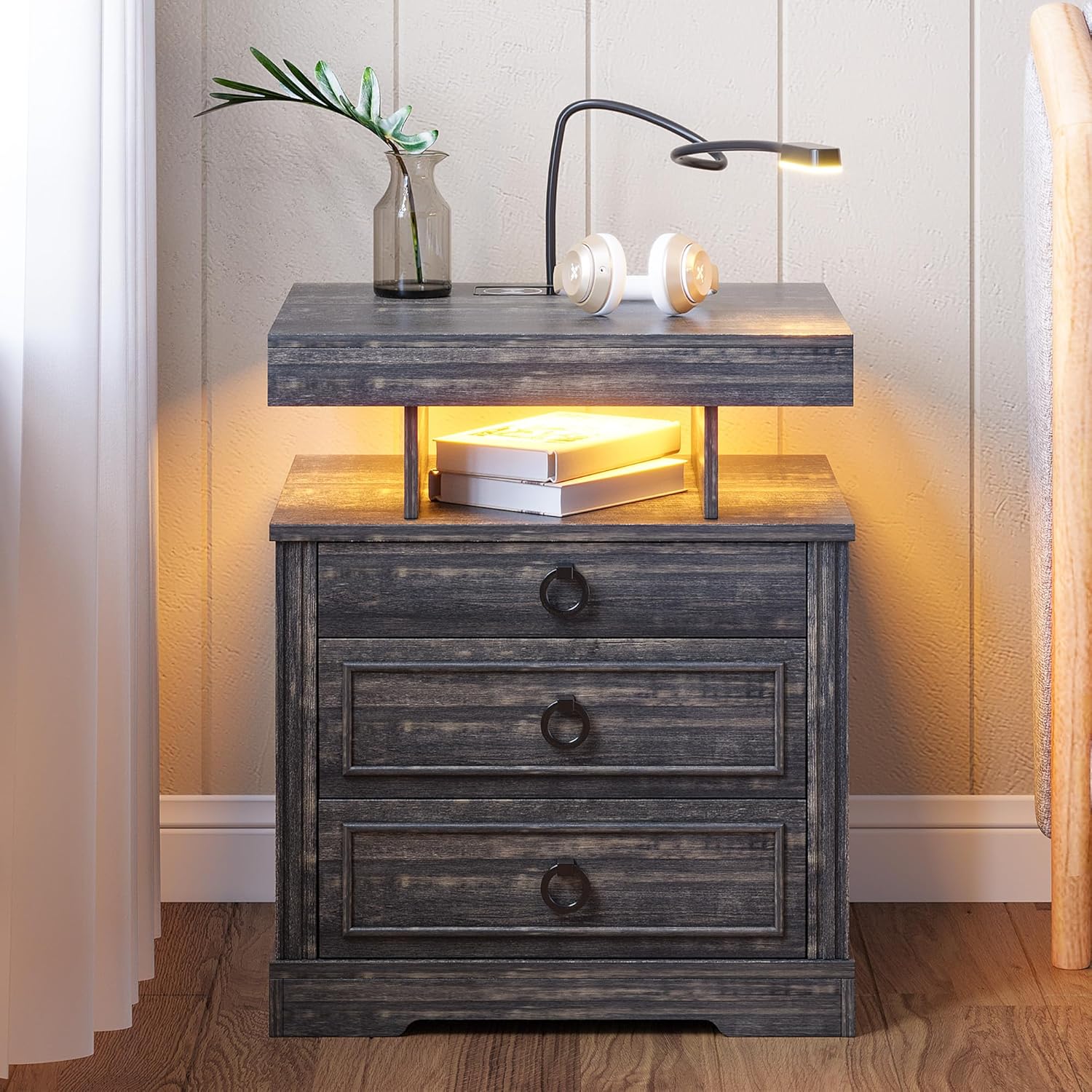 Nightstand with Wireless Charging and 2 Drawers a7k