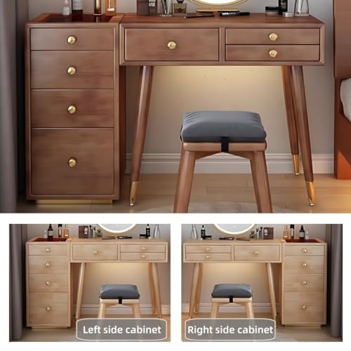 Solid Wood Makeup Vanity Desk with Mirror and LED Lights k7m