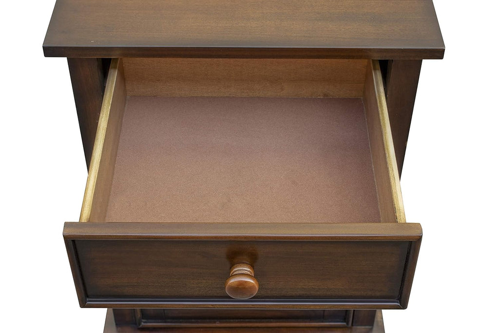 Tropical Walnut Nightstand with Felt Lined Drawer and Shelf k7p