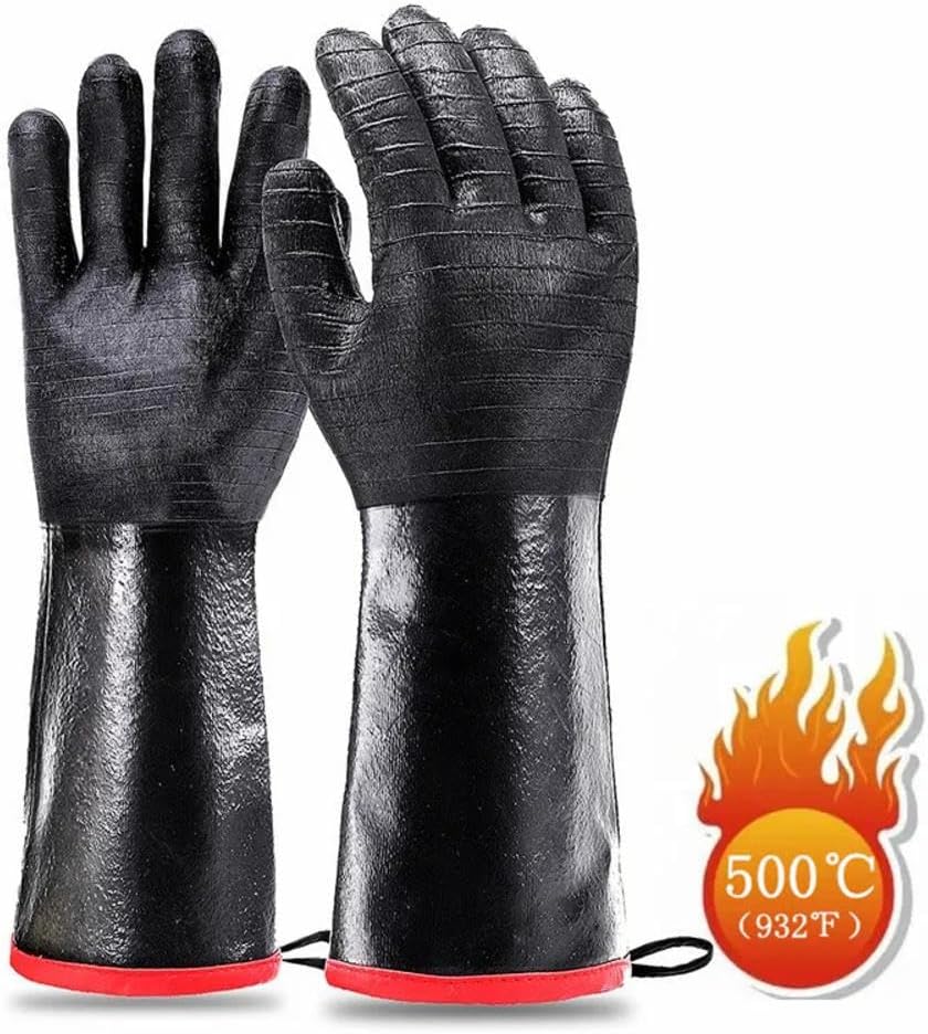 Extreme Heat Resistant Grill Gloves, Waterproof Long Sleeve, Fireproof Oil Resistant Neoprene 18 Inch k7