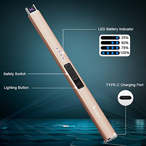 Electric Arc Lighter Windproof Flameless USB Rechargeable with Safety Lock k7p