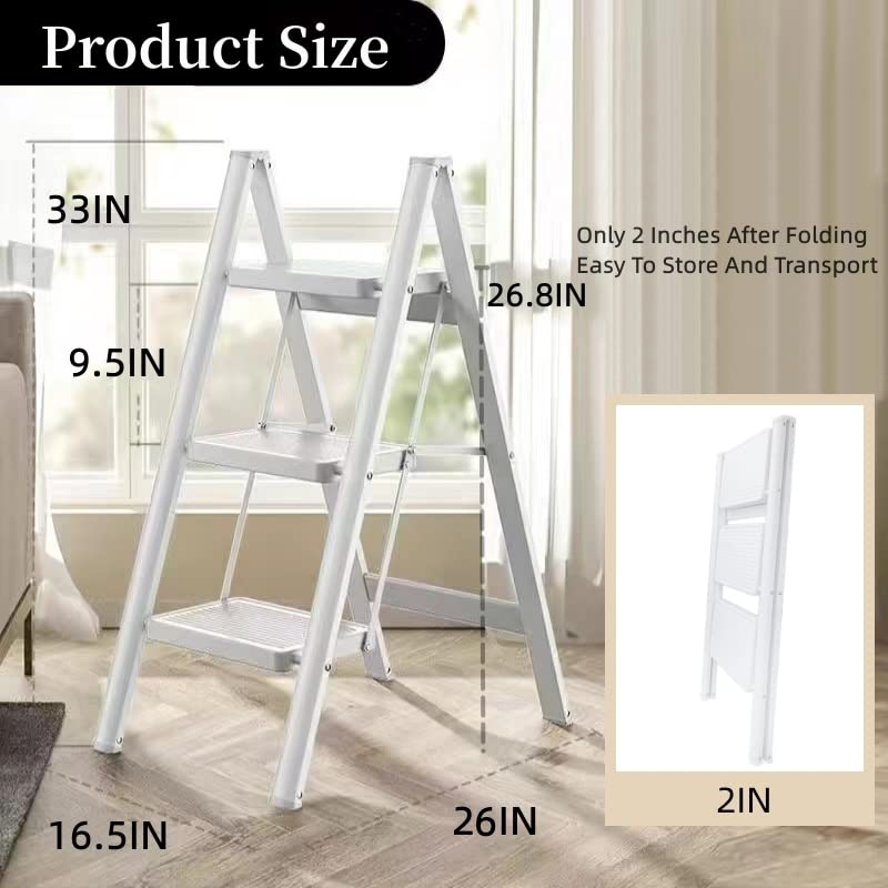 Folding Step Stool with Anti-Slip Pedal, 330lbs Capacity k7a