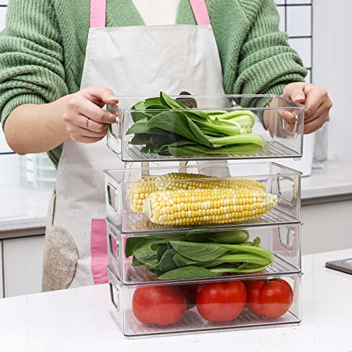 Clear Plastic Storage Bins for Pantry and Fridge, Stackable, 2 Pack a7