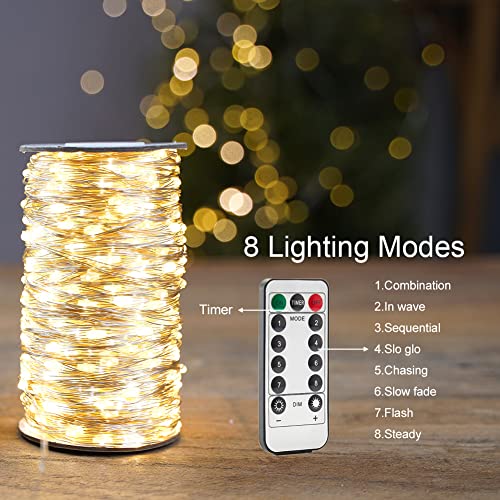 LED Fairy String Lights 66FT Waterproof Warm White 200 LED Remote Control a7