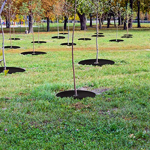 Non-Woven Tree Mulch Ring Weed Barrier Mat 8 Pack a7