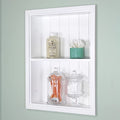 Fox Hollow Furnishings 14x18 Sloane Recessed Wall Niche Medicine Cabinet Replacement, in The Wall Bathroom Cabinet Insert Shelf/Shelves, Made in North America, Real Wood, NO MDF, White Beadboard Back