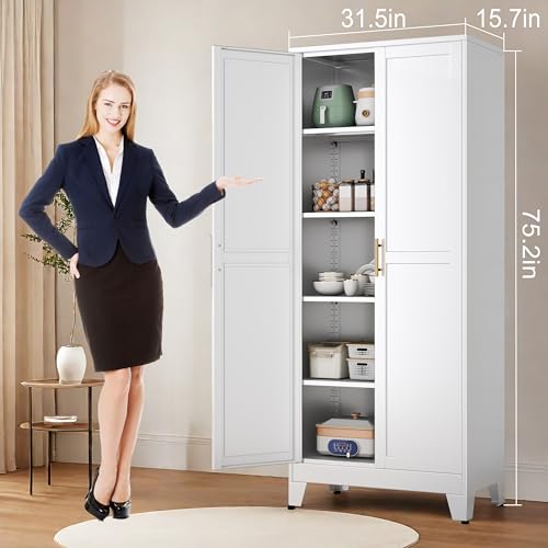75.2" H Pantry Storage Cabinet with Adjustable Shelves k7p