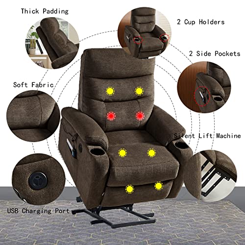 Power Recliner Chair with Heat and Massage for Elderly a7