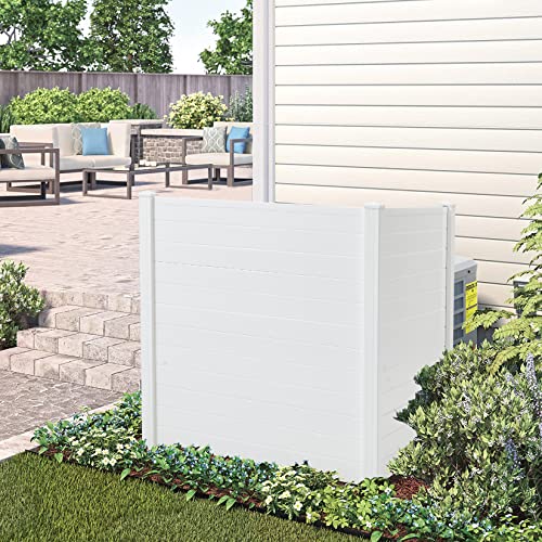 Outdoor Privacy Screen 2 Panels 48x49 Inch Freestanding Fence White k7