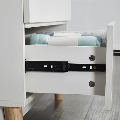 Wood Wardrobe Cabinet with 2 Drawers and Hanging Rod a7