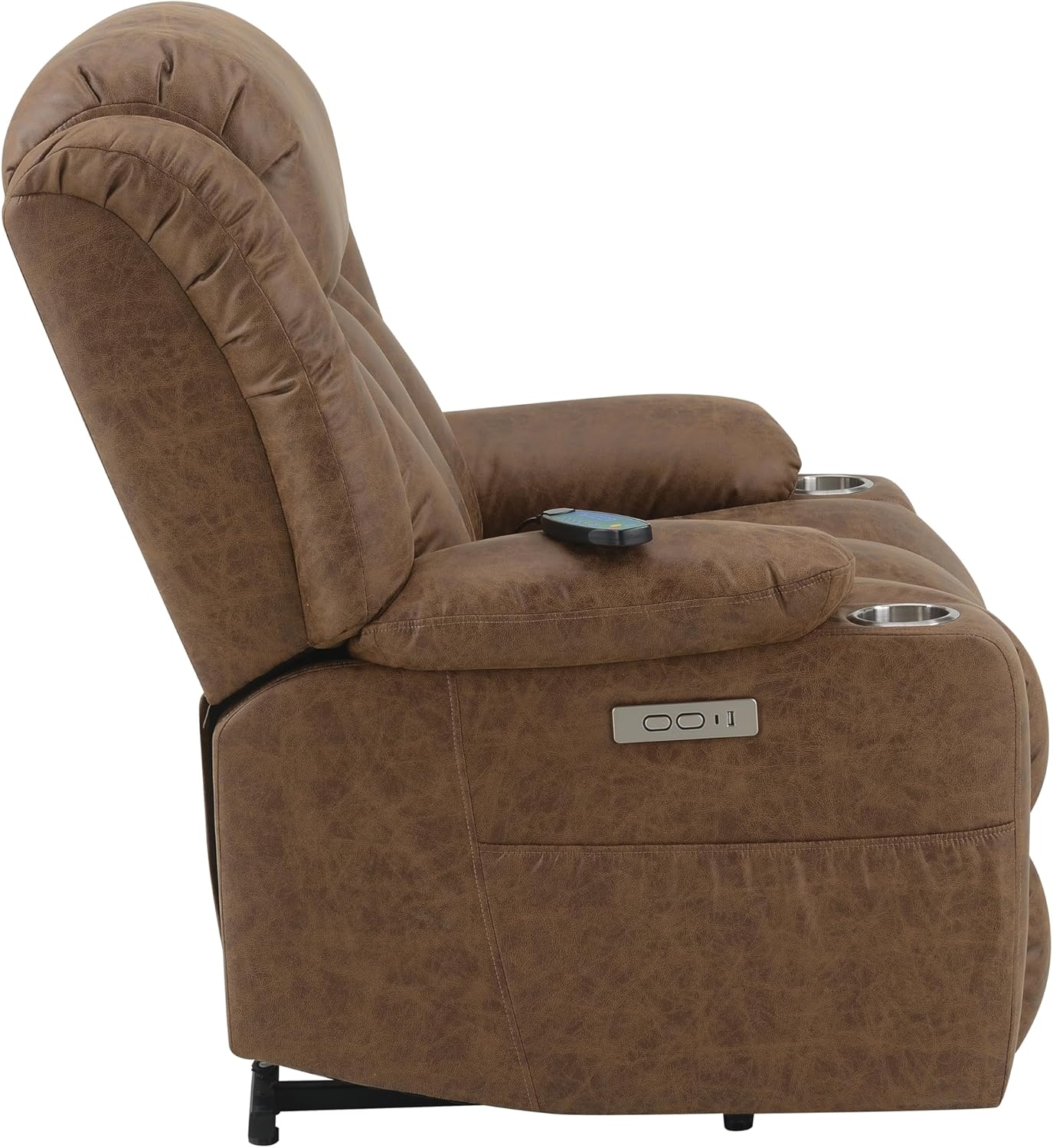 Power Lift Recliner Chair for Elderly with Heat and Massage Brown Leather a7