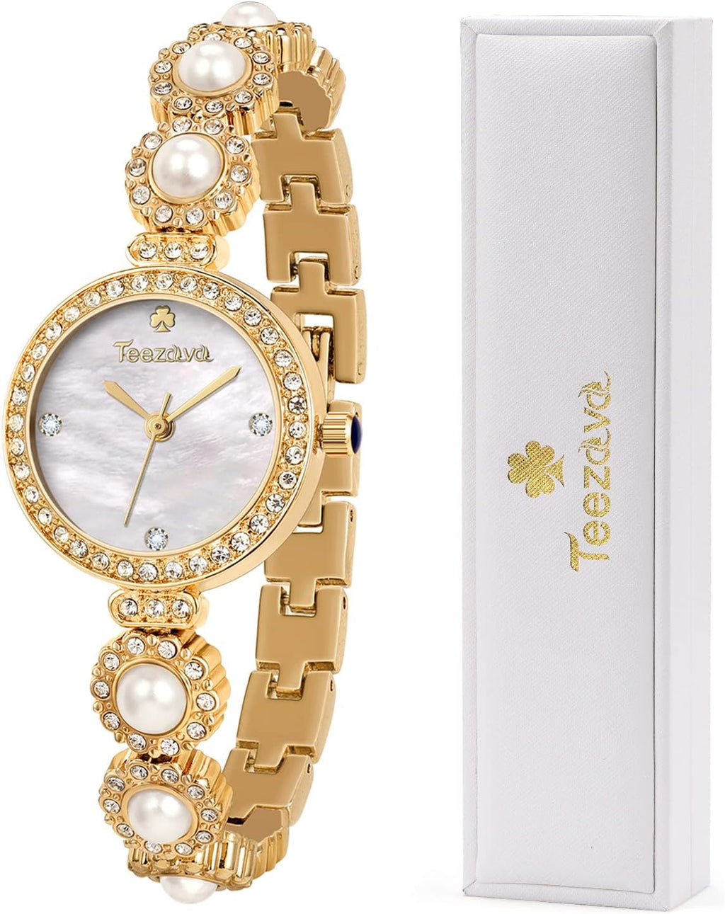 Ladies Pearl Dial Quartz Watch Waterproof Stainless Steel a7