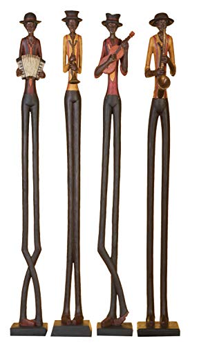 Polystone Musician Decorative Sculpture Set of 4 Brown k7m