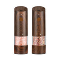 Electric Salt and Pepper Grinder Set - Automatic Pepper and Salt Grinder Refillable with 6 Adjustable Coarseness Adjustable Ceramic Core with LED Light Rechargeable Pepper Grinder-2 Pack Wood Grain
