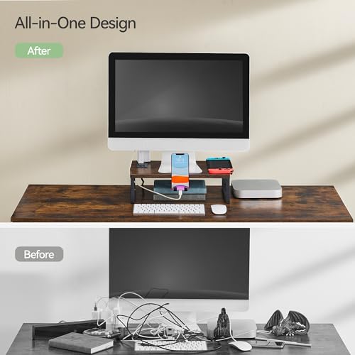 Monitor Stand Riser with Charging and Phone Holder k7m