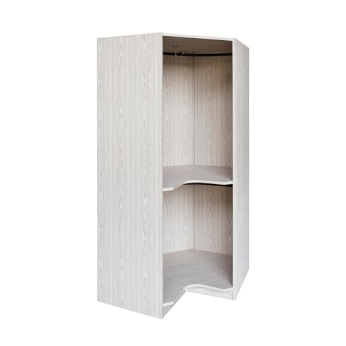 Polygon Corner Wardrobe Closet with Hanging Rods Gray k7m