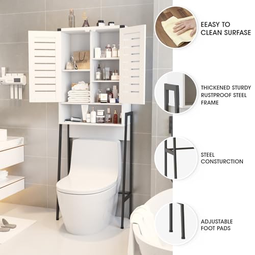 White Toilet Cabinet with 2-Door Storage a7