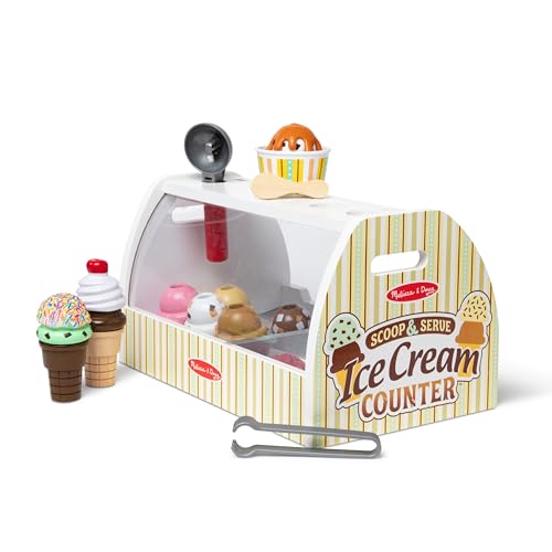 Wooden Ice Cream Counter Play Set 28pcs a7