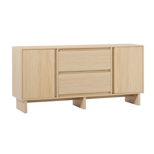 63", Sideboard with Beveled Drawers, Oak Servers, Sideboards & Buffets