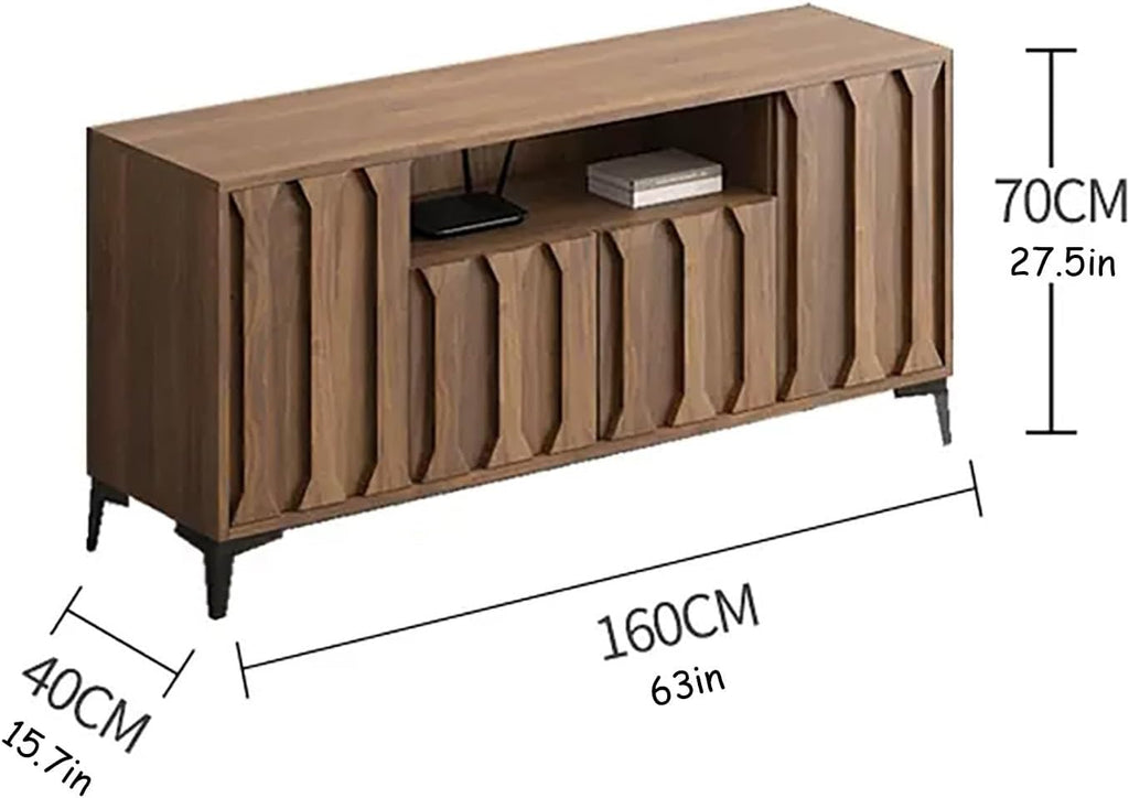 Tall TV Stand 160x40x70cm Wooden Cabinet Brown Entertainment Center a7