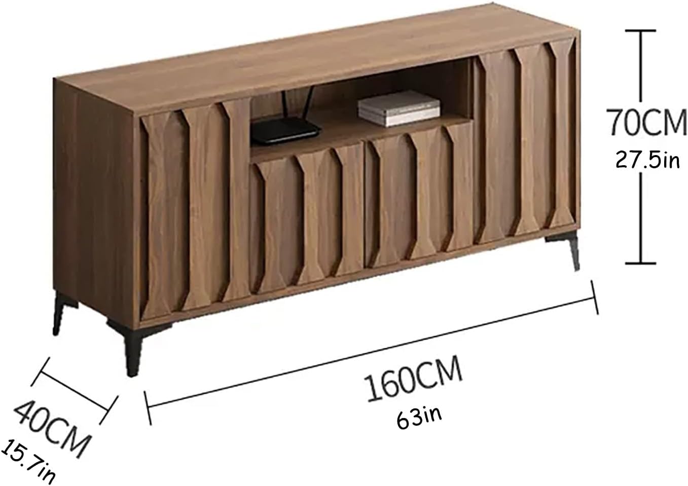 Tall TV Stand 160x40x70cm Wooden Cabinet Brown Entertainment Center a7