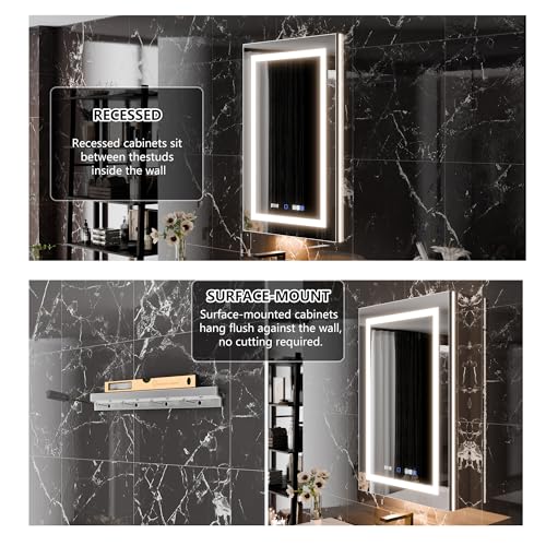 Lighted Medicine Cabinet with Mirror 24x36 LED Bathroom k7m