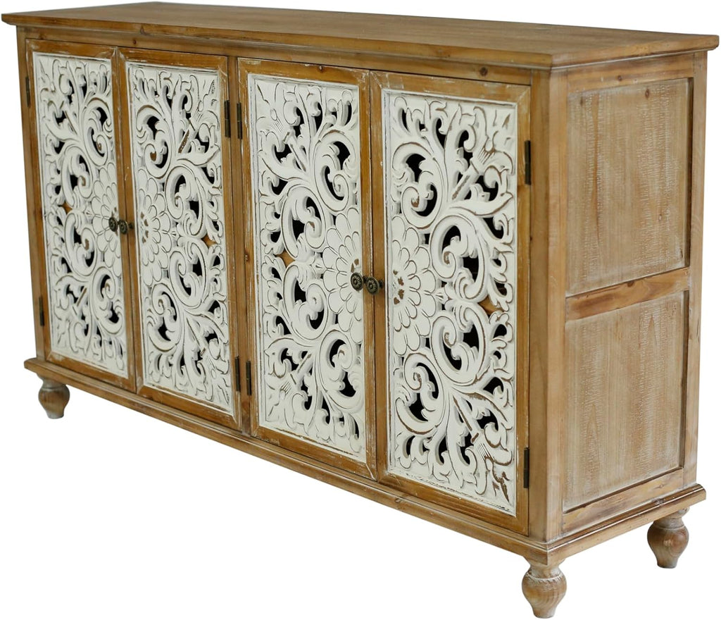 Accent Cabinet with 4 Doors Farmhouse Sideboard Buffet q7k