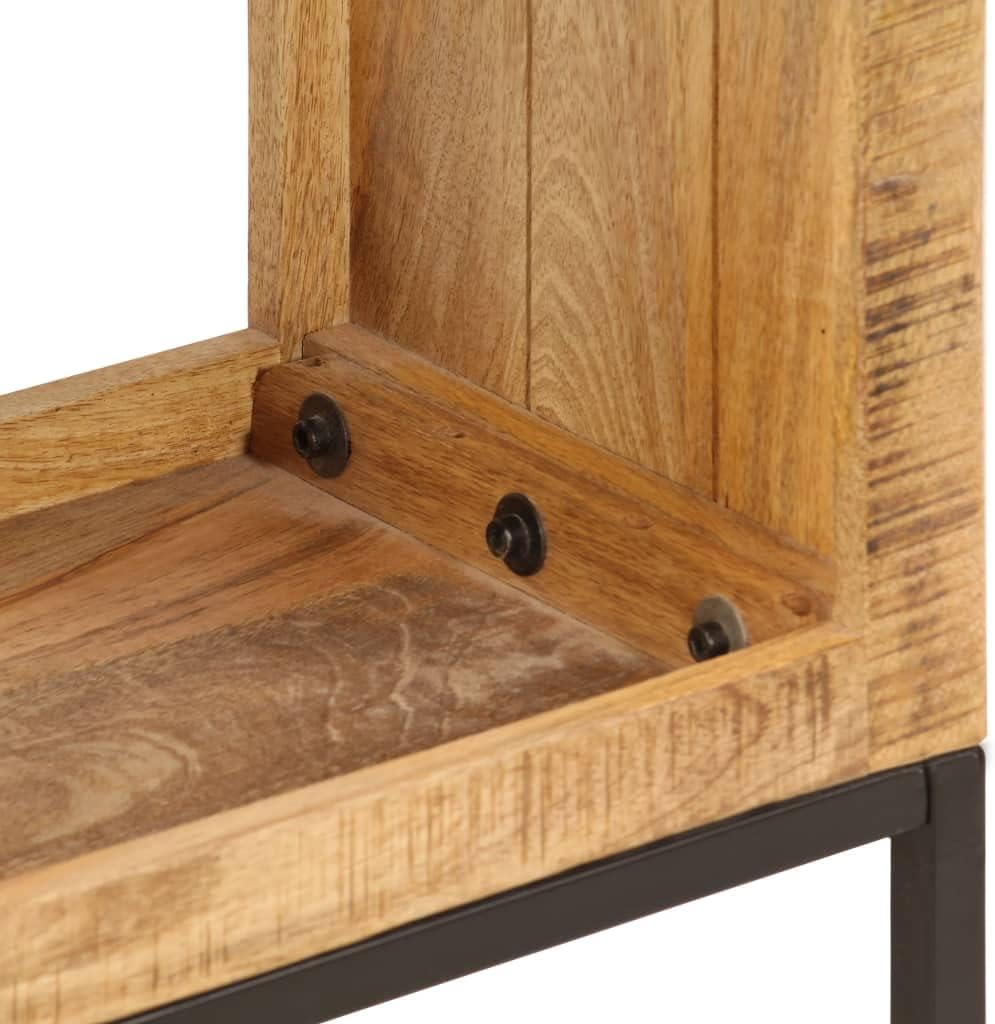 Solid Mango Wood Bookshelf 4 Compartments Brown7k