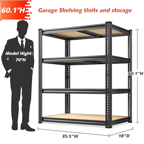 Heavy Duty Garage Shelving 5-Tier Adjustable Metal Storage Rack 72.1" H 2 Pack q7m